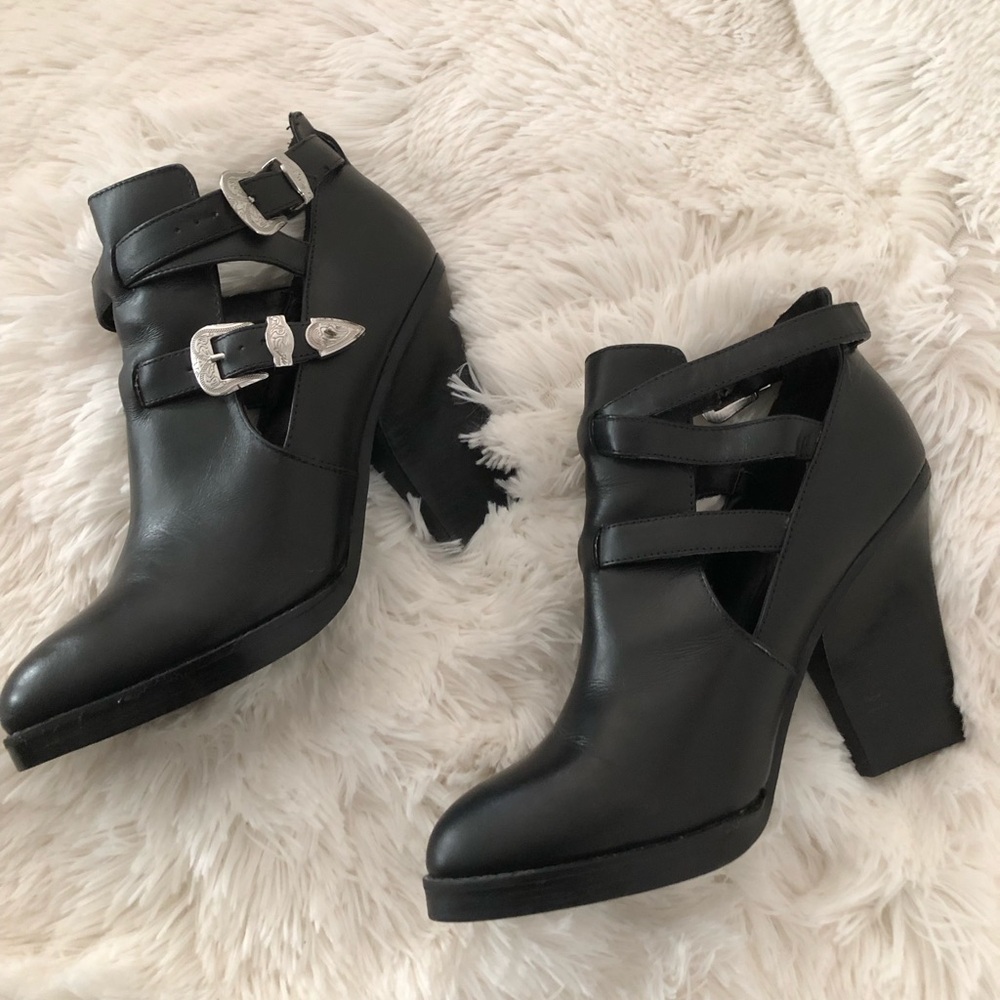 ASOS Black Ankle Boots with Silver Buckles